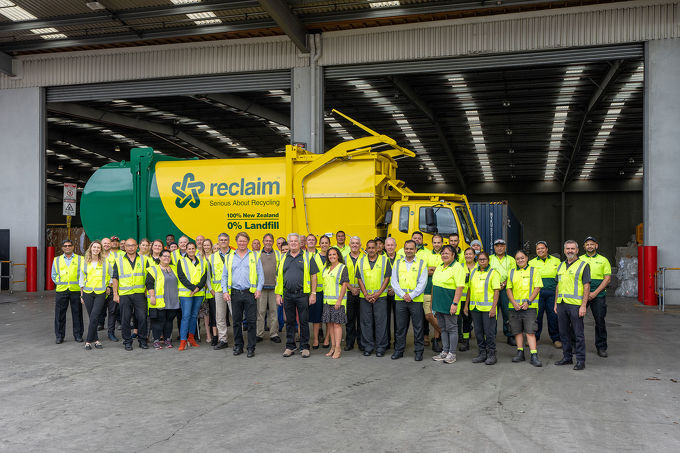 Reclaim Team in front of one of our fleet of recycling vehicles serving Auckland, Wellington and Christchurch